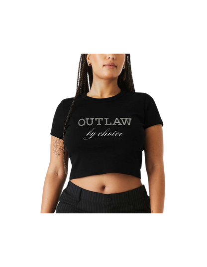 Outlaw by choice rhinestone crop top