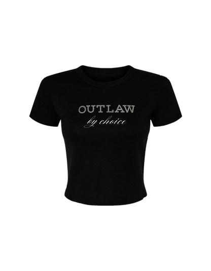 Outlaw by choice rhinestone crop top