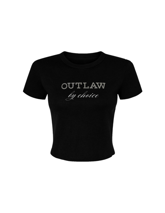 Outlaw by choice rhinestone crop top